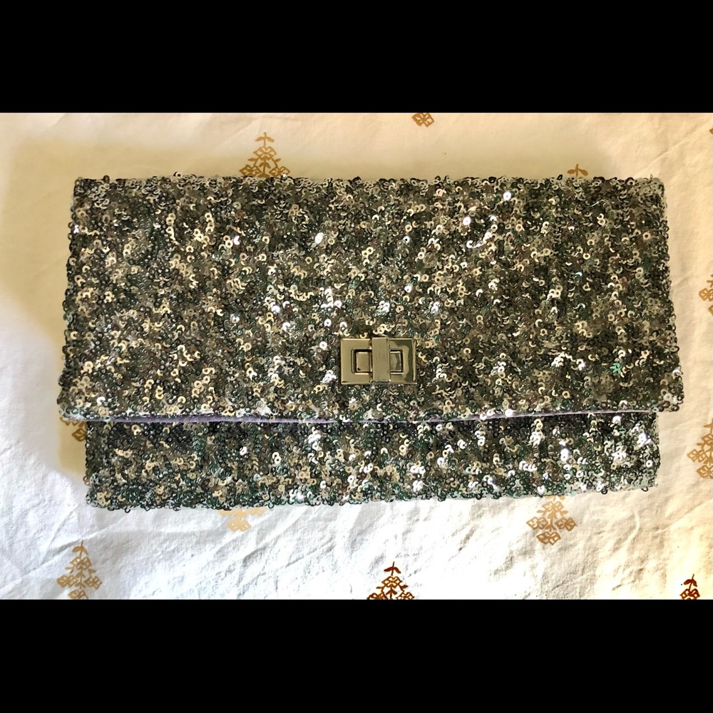 Silver Sequins Clutch (Crabtree & Evelyn) NWT